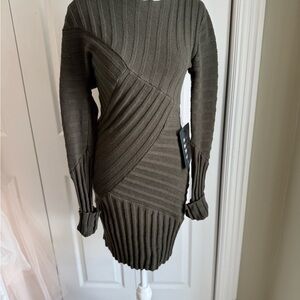 Lulus Olive Long Sleeve Ribbed Dress